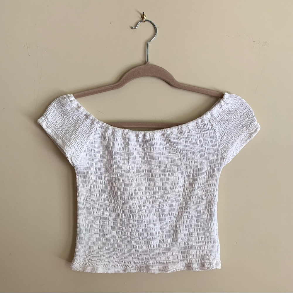 Brandy Melville white off shoulder crop top